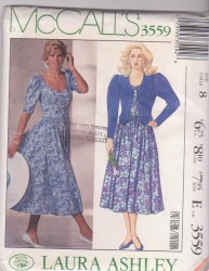 3559 LAURA ASHLEY SS FLARE DRESS,V-JACKET PATTERN 12